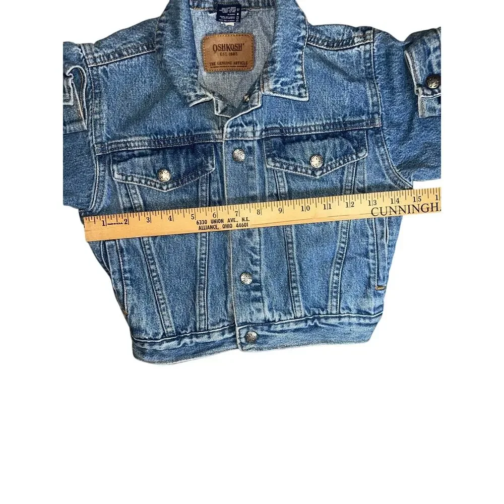 OshKosh B'Gosh Vintage Y2K blue denim trucker toddler jacket sz 3/3T girls/boy